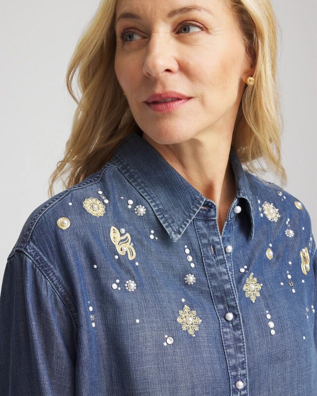 Embellished Tencel Collar Shirt - image 4